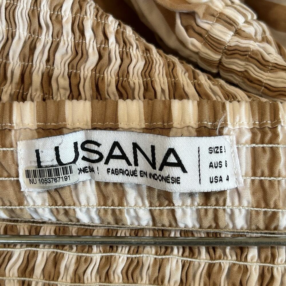 Lusana Arlen Poplin Midi Dress Striped Women’s 4 - Picture 7 of 9
